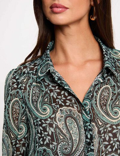 Camisa fluida estampada multicolor mujer