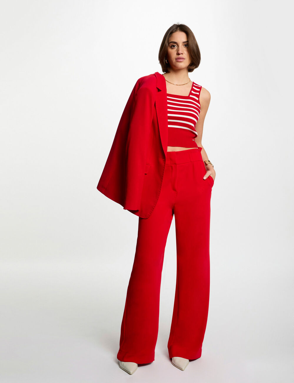 Top punto tirantes anchos rojo mujer