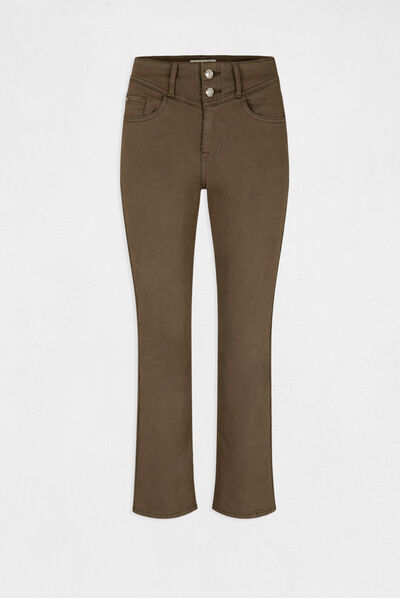 Pantalón recto talle alto estilo corto  mujer
