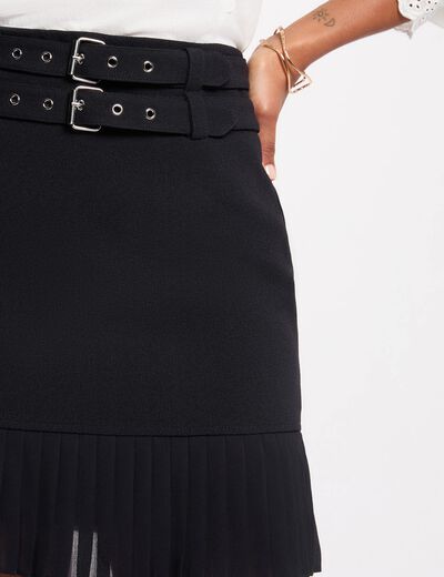 Falda corta plisada azul marino mujer
