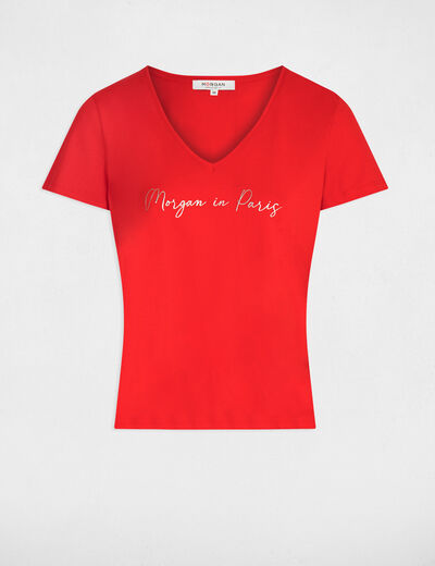 Camiseta con mensaje rojo mujer