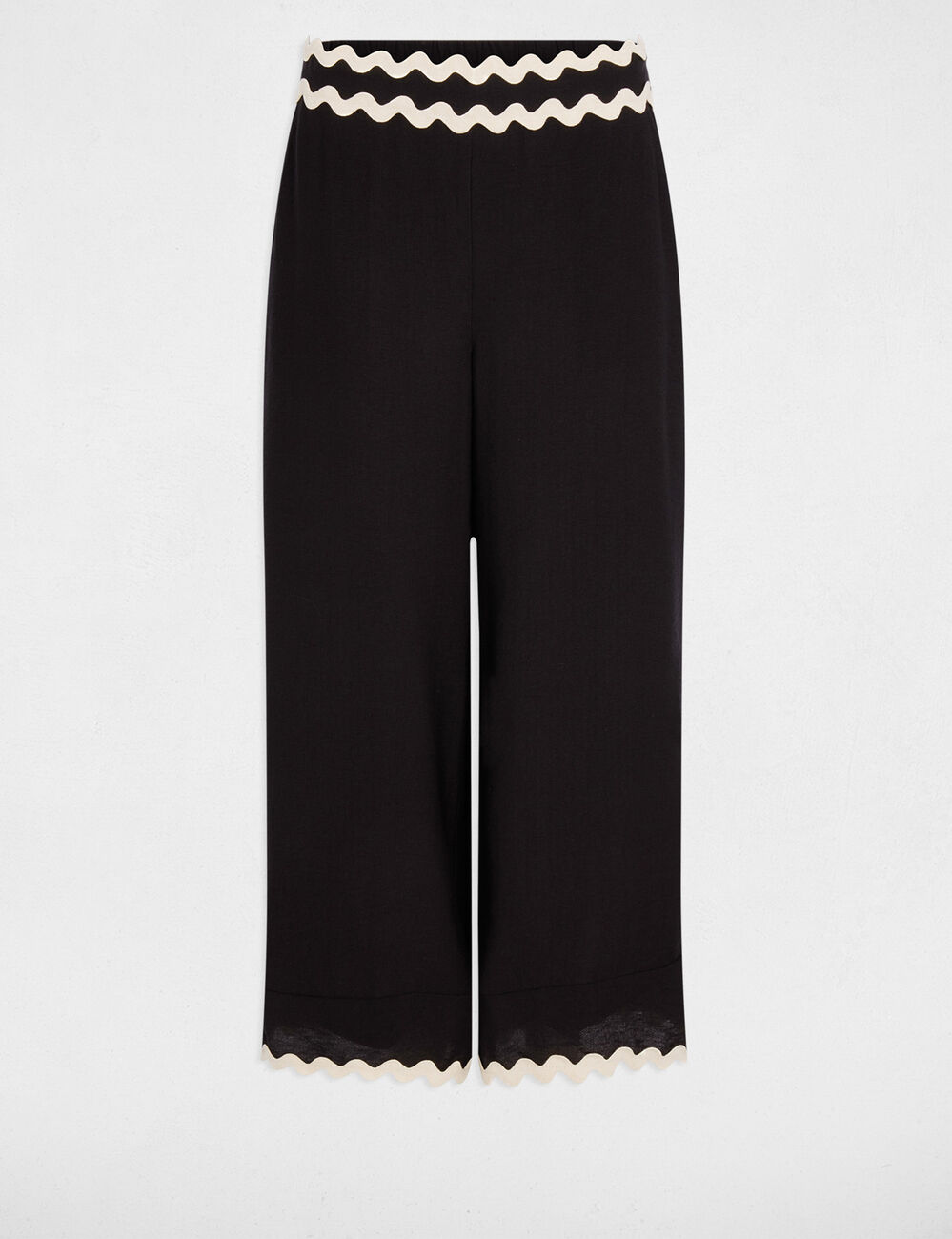 Pantal&oacute;n ancho 7/8 negro mujer