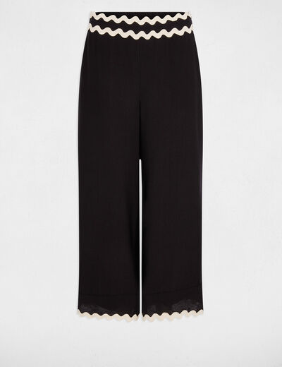 Pantal&oacute;n ancho 7/8 negro mujer