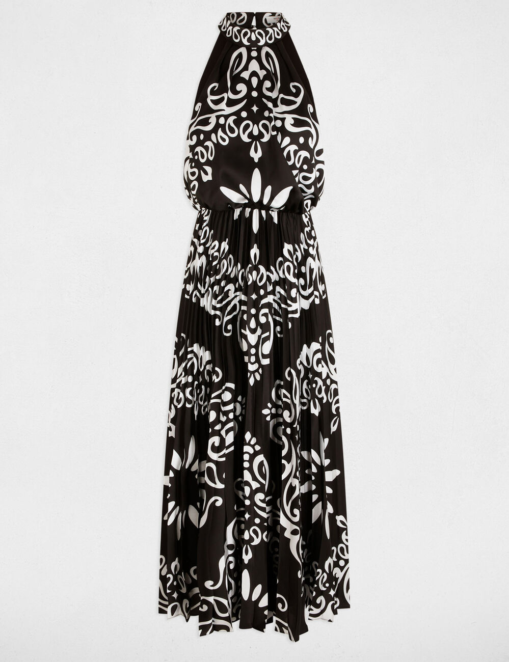 Vestido largo con cuello alto multicolor mujer