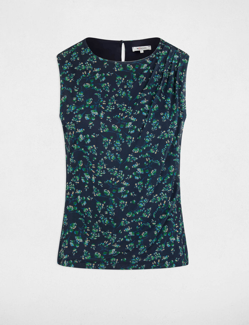 Top drapeado sin mangas multicolor mujer