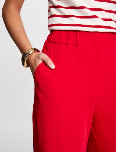 Pantalón pernera ancha rojo mujer