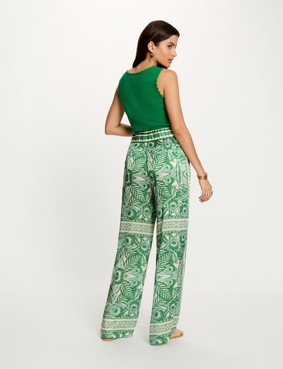 Pantal&oacute;n ancho de tiro alto multicolor mujer