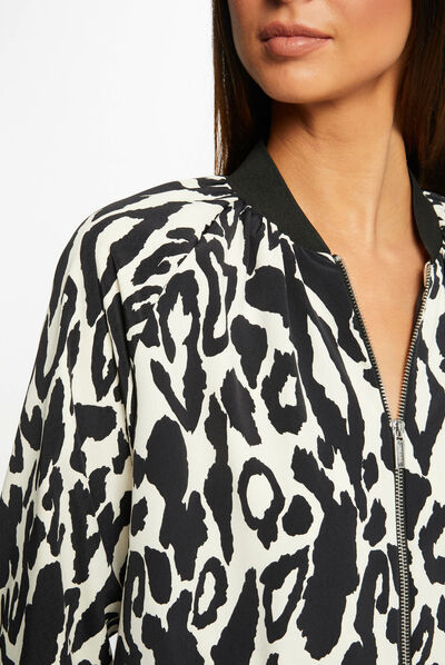 Chaqueta recta estampado animal multico mujer