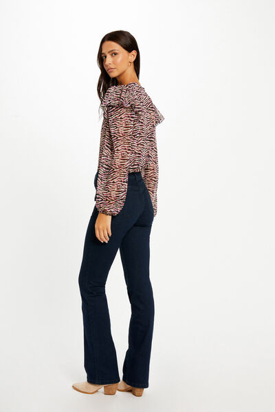 Blusa manga larga estampado animal multico mujer