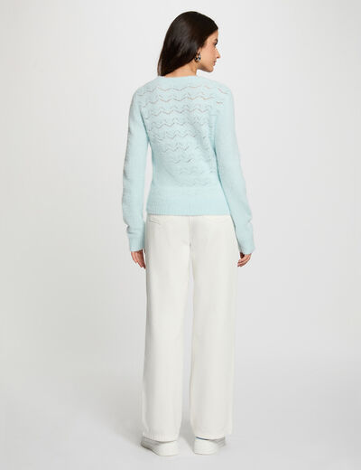 Jersey cuello en V azul cielo mujer