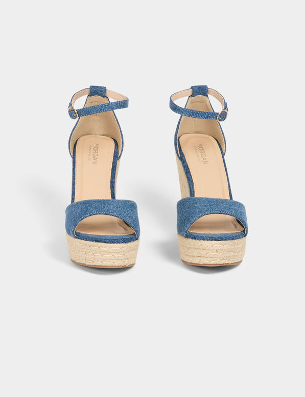 Sandalias plataformas vaquero denim crudo mujer