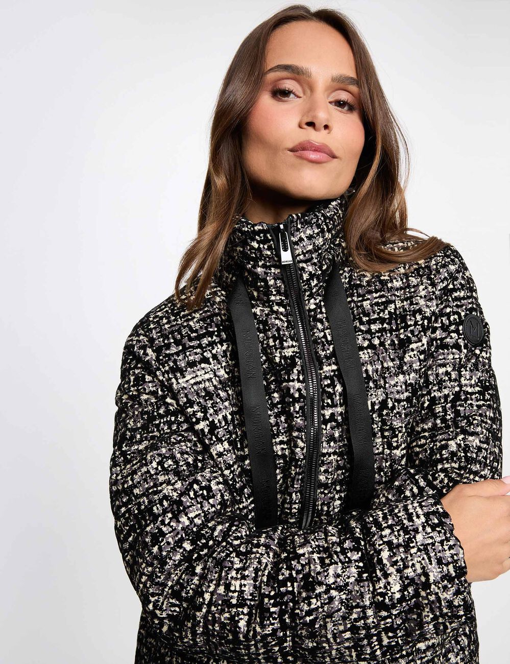 Chaqueta tweed con cuello alto multicolor mujer