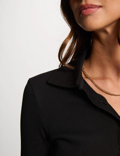 Polo manga larga negro mujer