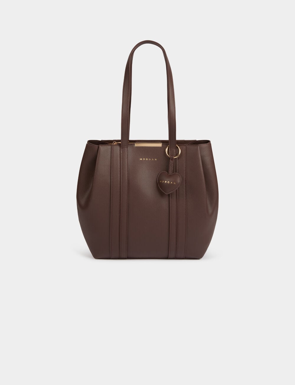 Bolso tote de piel sint&eacute;tica marr&oacute;n oscuro mujer