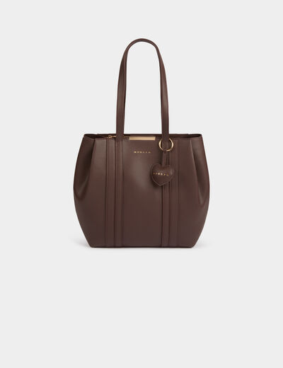Bolso tote de piel sint&eacute;tica marr&oacute;n oscuro mujer