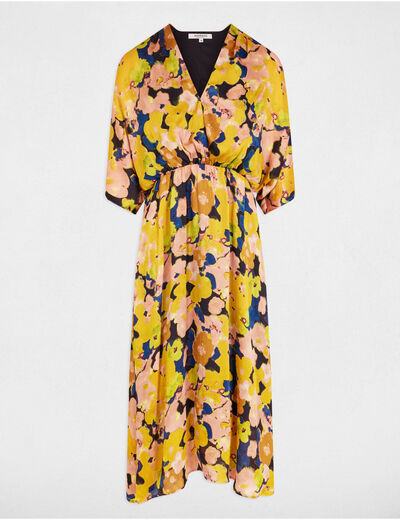 Vestido midi recto estampado multicolor mujer