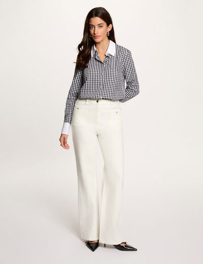 Jean ancho 7/8 blanco mujer