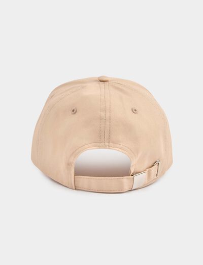 Gorra bordada beige mujer