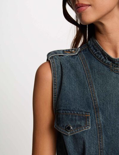 Vestido de vaquero corto recto denim stone mujer