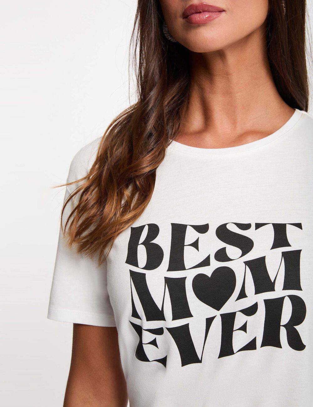 Camiseta cuello redondo manga corta blanco mujer