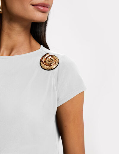 Camiseta cuello redondo blanco mujer