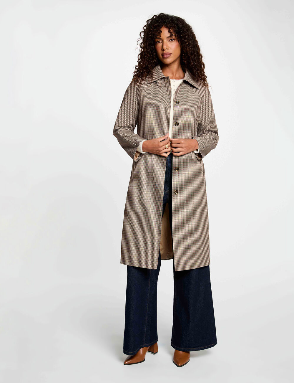 Gabardina con cintur&oacute;n y mangas largas multicolor mujer