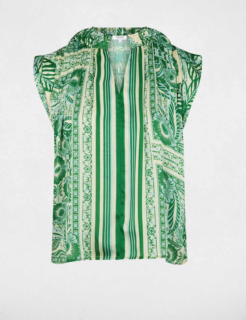 Blusa sin mangas cuello v multicolor mujer