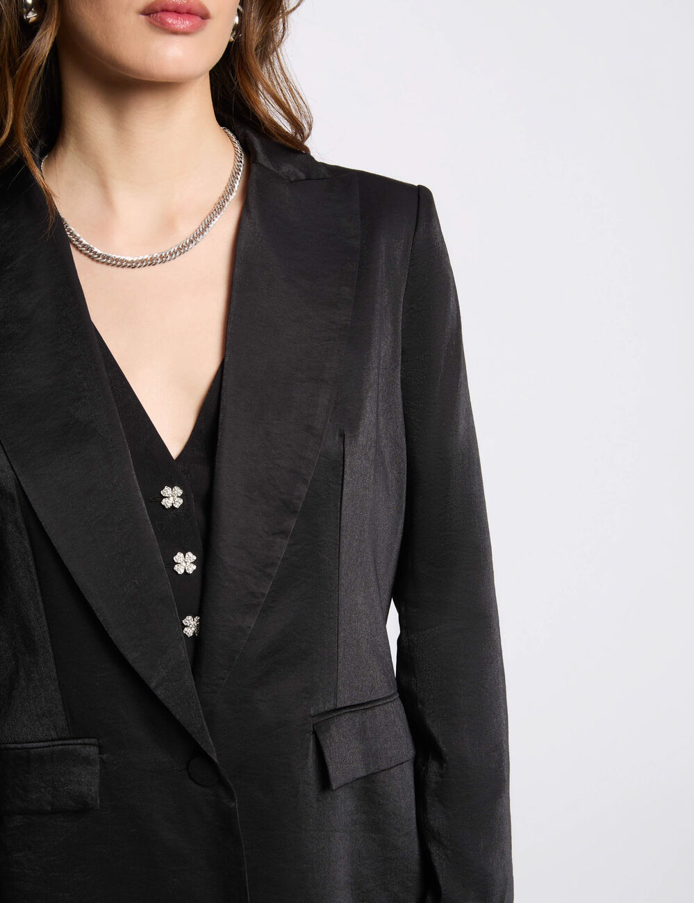 Americana de antelina negro mujer