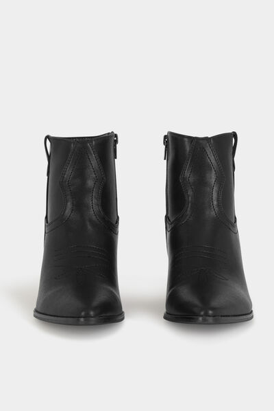Botines metalizados de tacones negro mujer