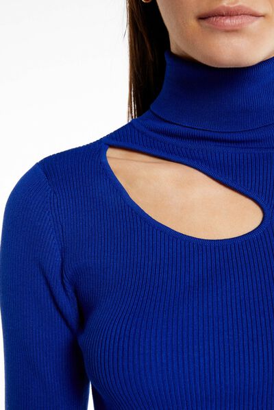 Jersey manga larga con abertura azul eléctrico mujer