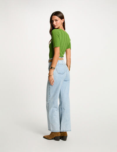 Vaquero pernera ancha denim descolorido mujer