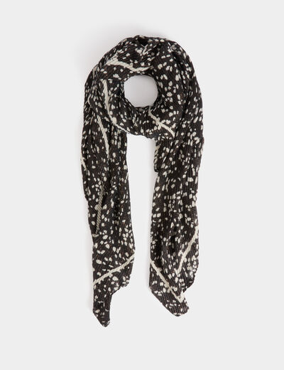Fular estampado de lunares negro mujer