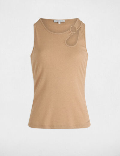 Top sin manga marron clair mujer