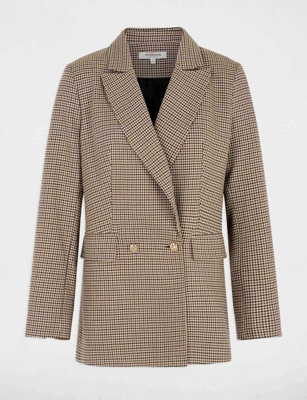 Blazer recto con cuello de solapa marr&oacute;n mujer