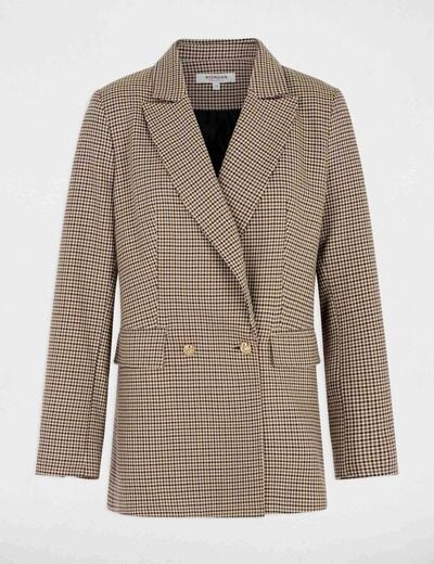Blazer recto con cuello de solapa marr&oacute;n mujer