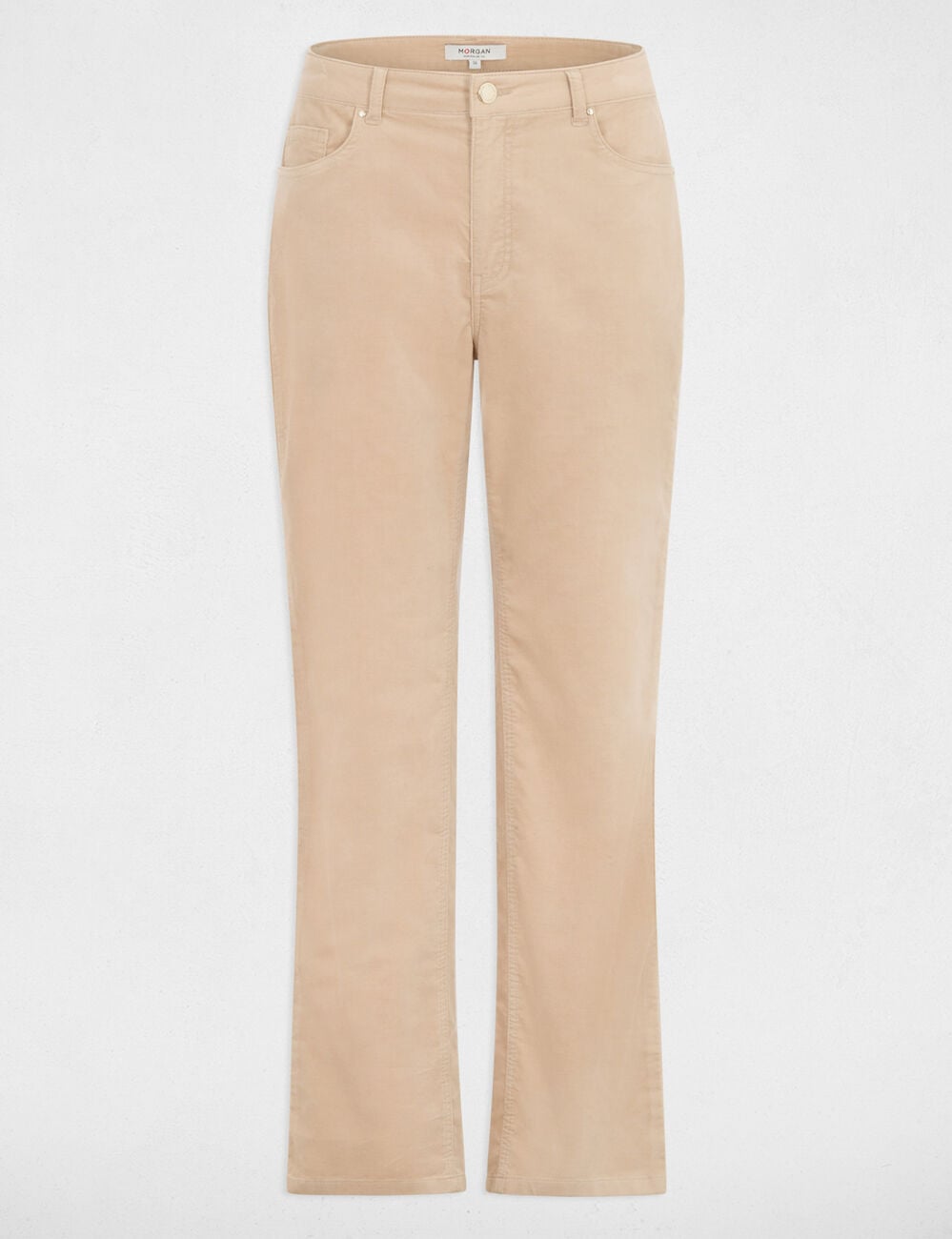 Pantal&oacute;n recto de tiro alto crudo mujer