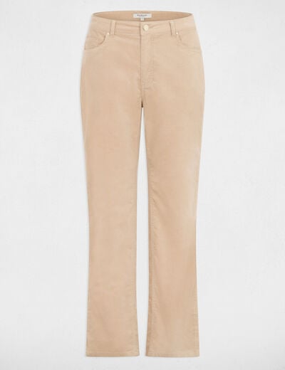 Pantal&oacute;n recto de tiro alto crudo mujer