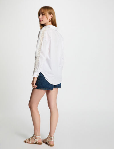 Camisa manga larga blanco mujer