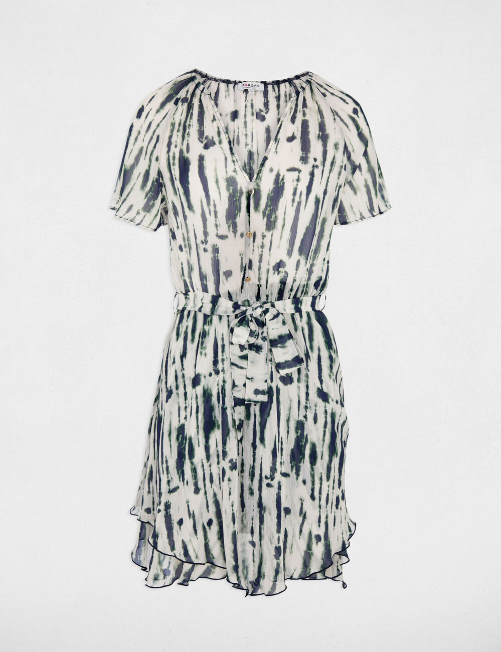 Vestido corto con cuello en V multicolor mujer