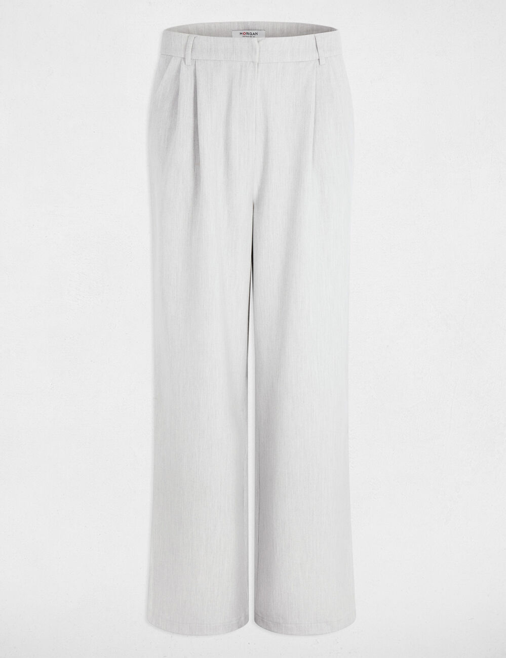 Pantal&oacute;n ancho de tiro alto gris claro mujer