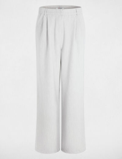 Pantal&oacute;n ancho de tiro alto gris claro mujer