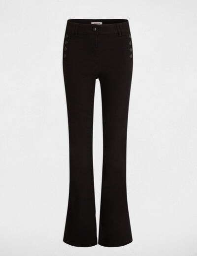 Vaquero flare talle alto negro mujer