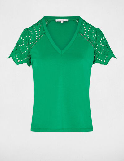 Camiseta manga corta verde pradera mujer