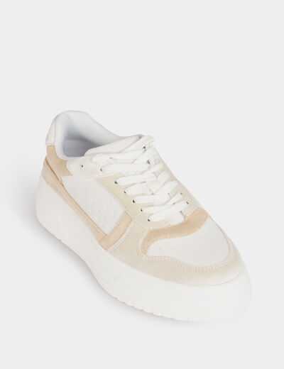 Zapatillas con plataformas beige mujer
