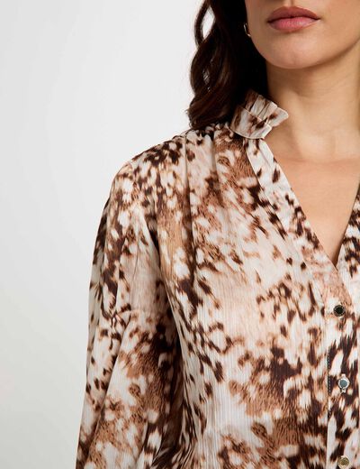 Camisa estampada con cuello en v multicolor mujer