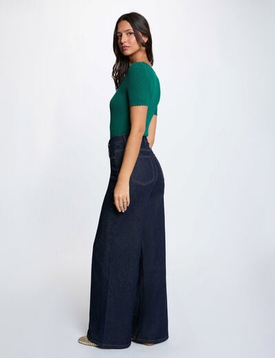 Jersey ajustado con cuello en V verde mujer