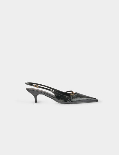Zapato slingback negro mujer