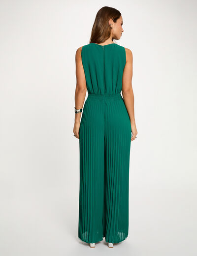 Mono de piernas plisadas verde mujer
