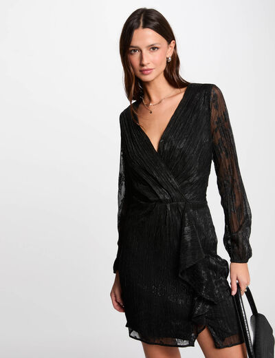 Vestido corto ajustado negro mujer