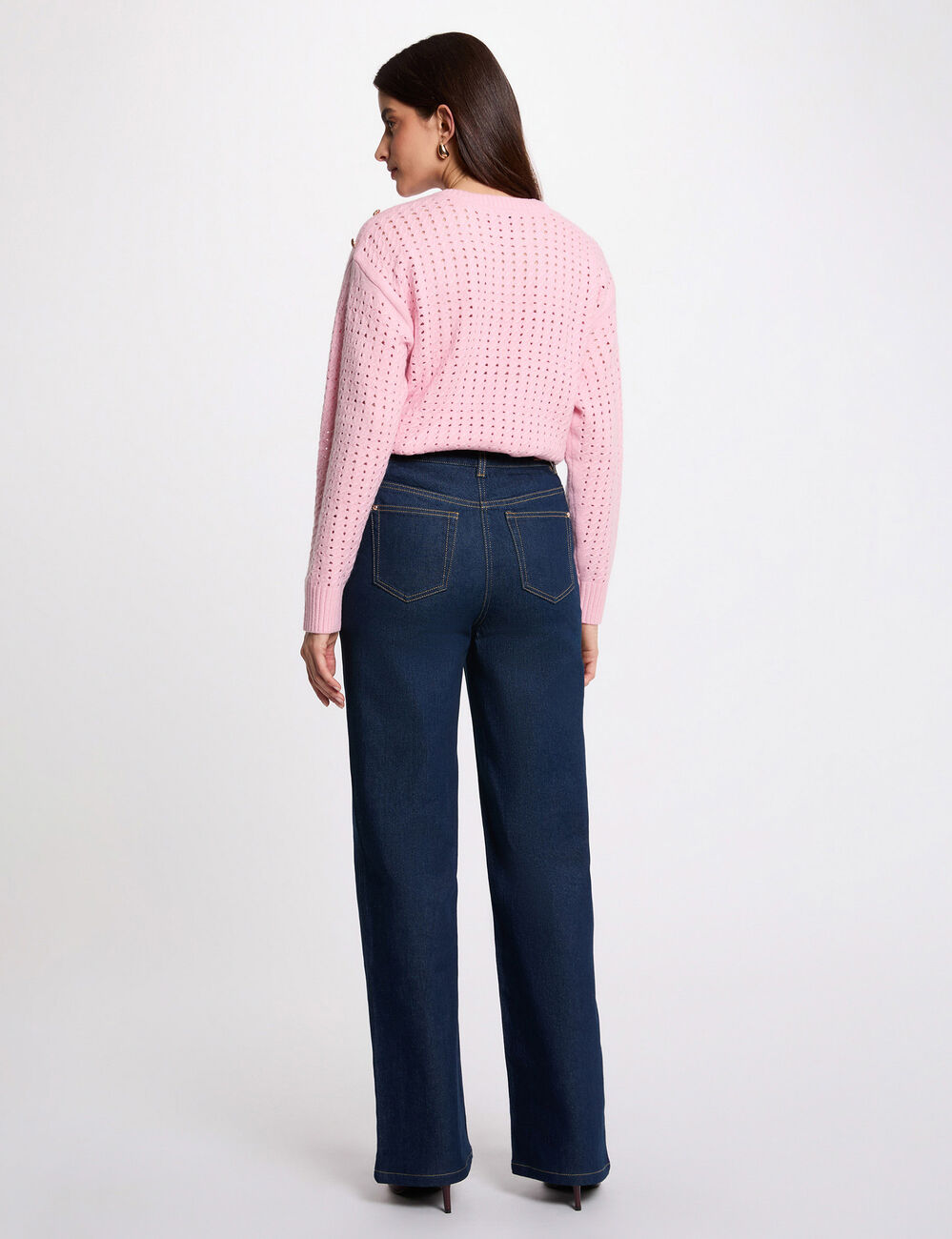 Jersey con hombros abotonados rosa claro mujer